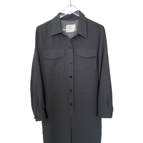 Aritzia Wilfred Utility Broiler Jumpsuit Gray Button Pockets Crepe Size Medium - Picture 5 of 13